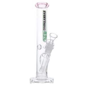 E420 Pink Tip Straight Tube Bong - 10in