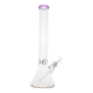 Pink Banded Ice Pinch Beaker Bong - 18in