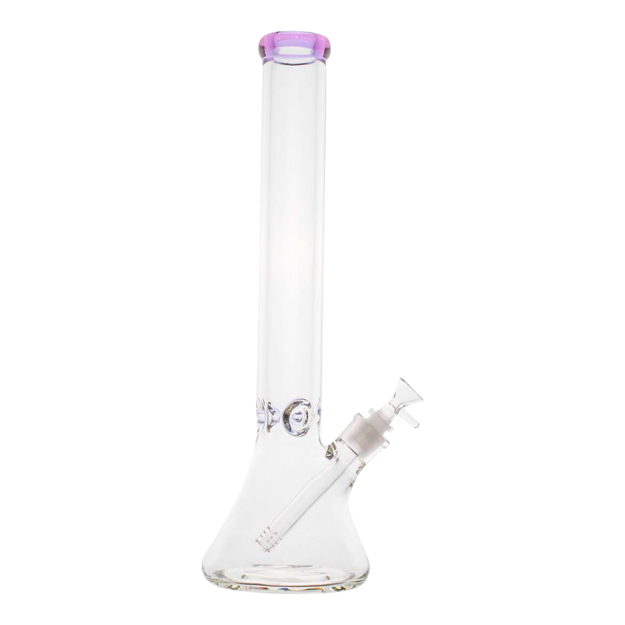 Pink Banded Ice Pinch Beaker Bong - 18in