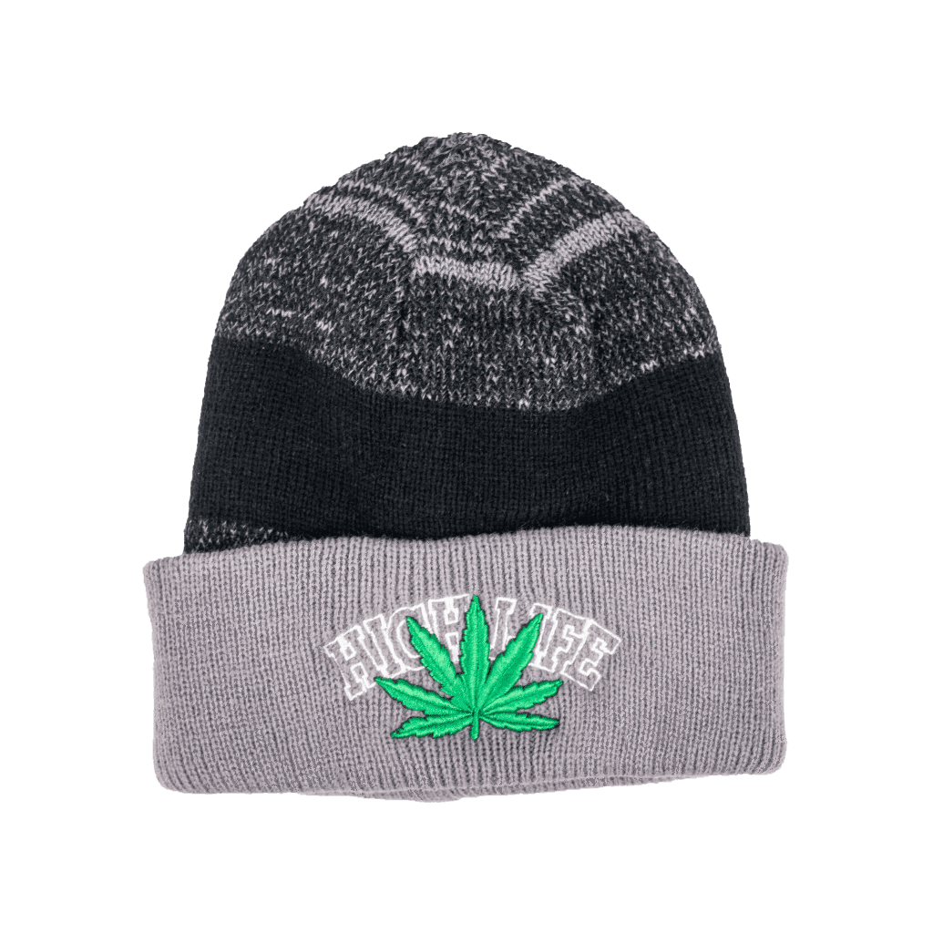 Black and Grey Highlife Leaf Beanie - Image 2