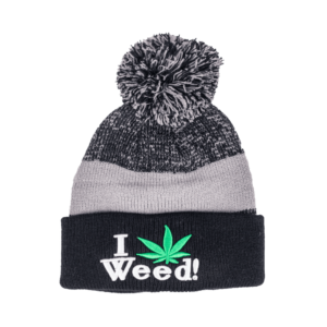 Black and Grey I Love Weed Beanie