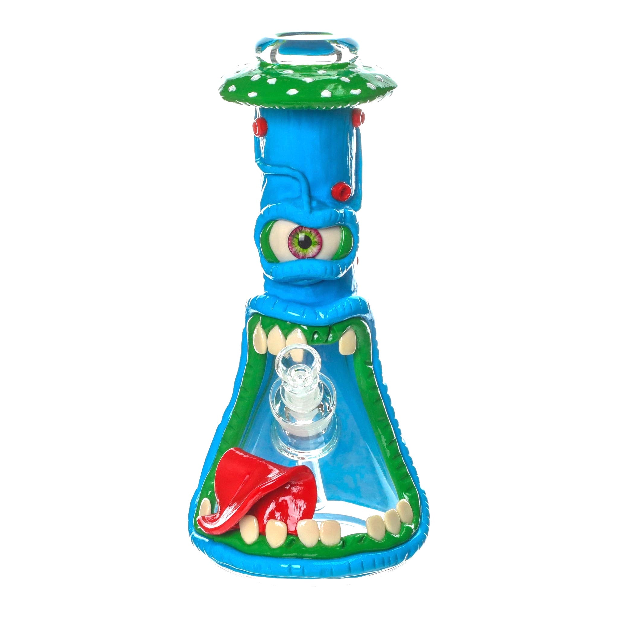 Blue Eyed Toadstool Monster Bong - 13in