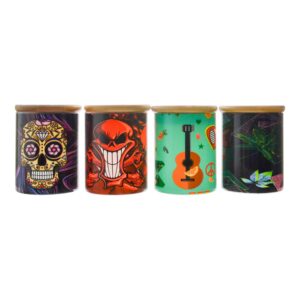 Cartoon Wood Lid Glass Stash Jar - 3.5in