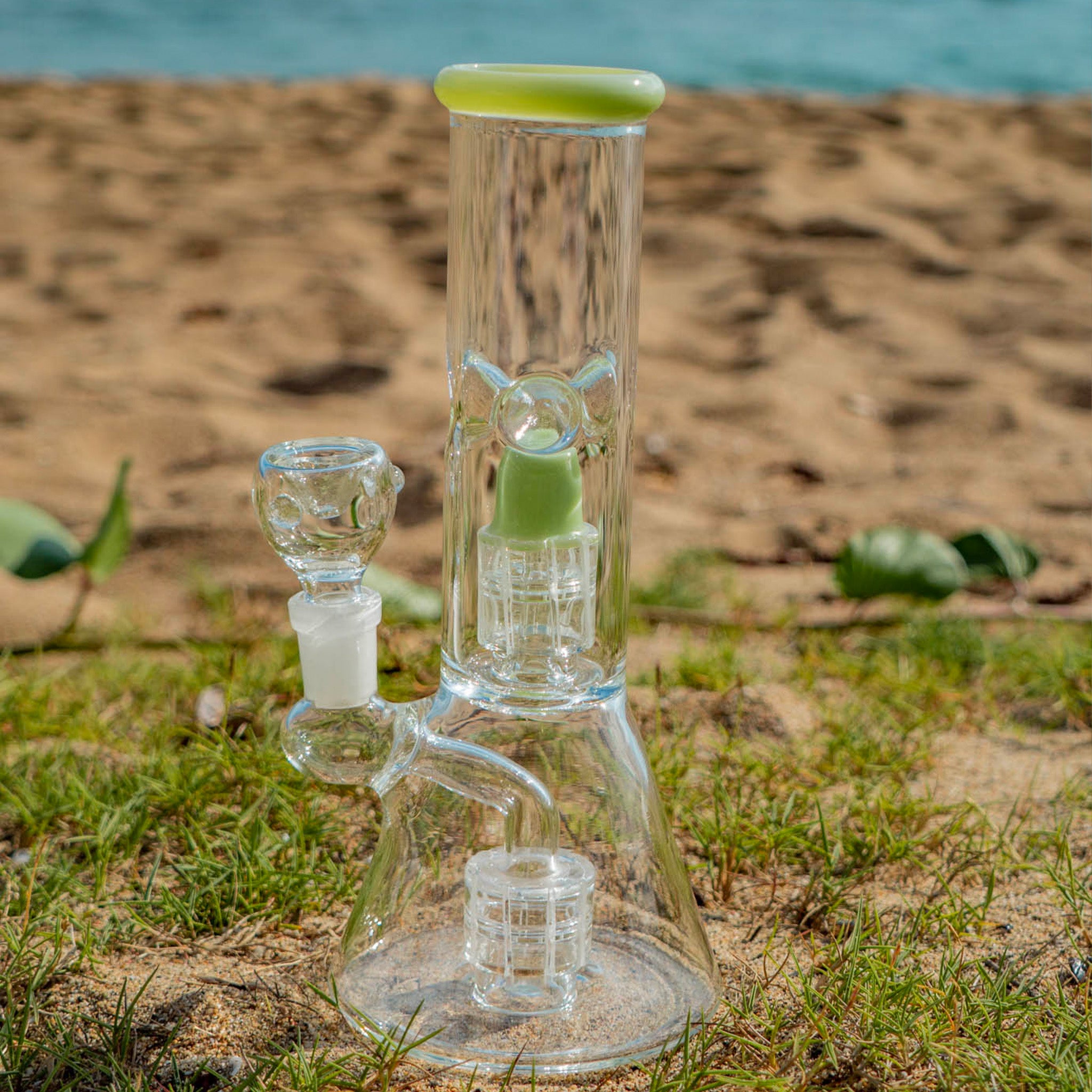 Color Tip Double Matrix Beaker Bong - 8 inches - Image 4