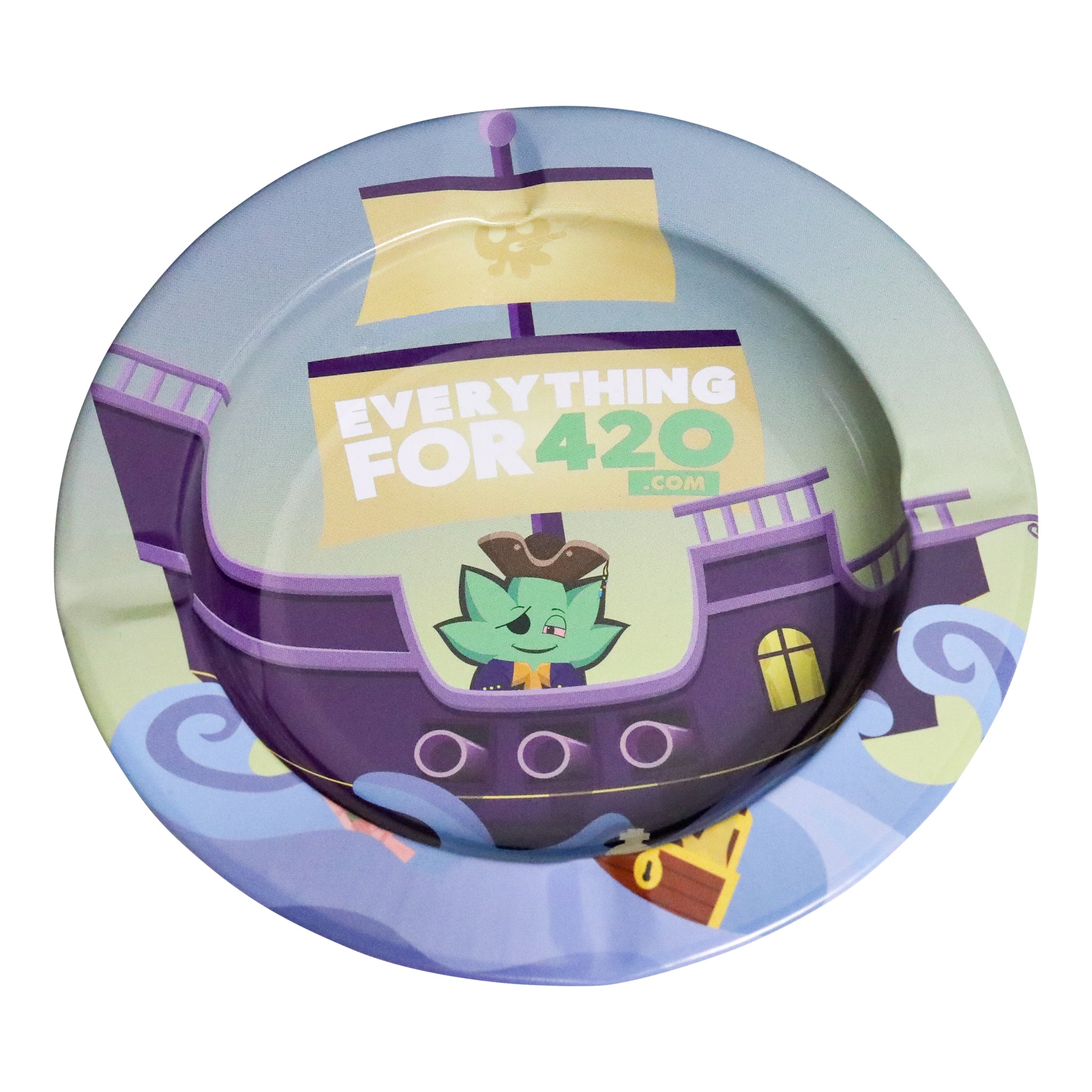 E420 Pirate Ship Metal Ashtray - 6in