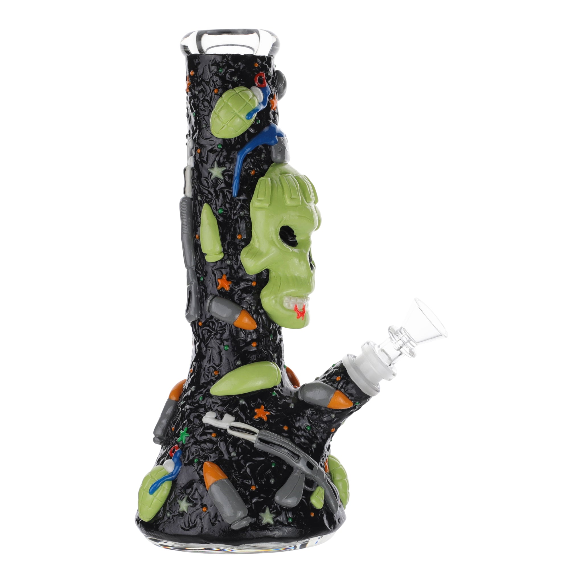 GITD Skull In Arms Beaker Bong - 10in - Image 2