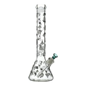 Glow in the Dark Hieroglyphic Beaker Bong - 16in