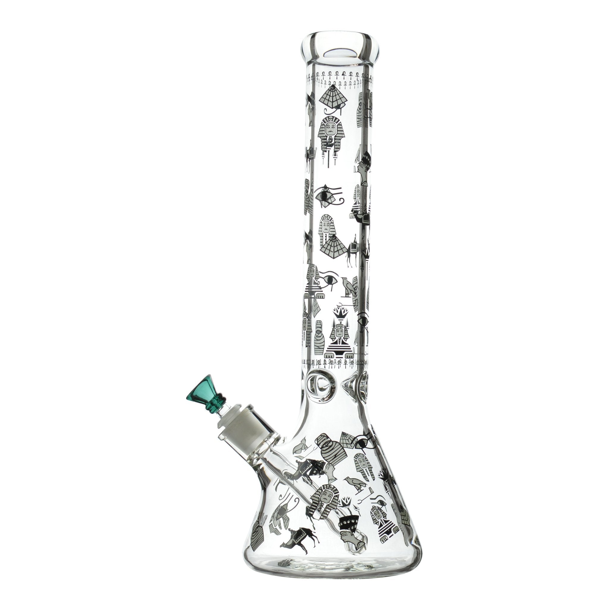 Glow in the Dark Hieroglyphic Beaker Bong - 16in - Image 3
