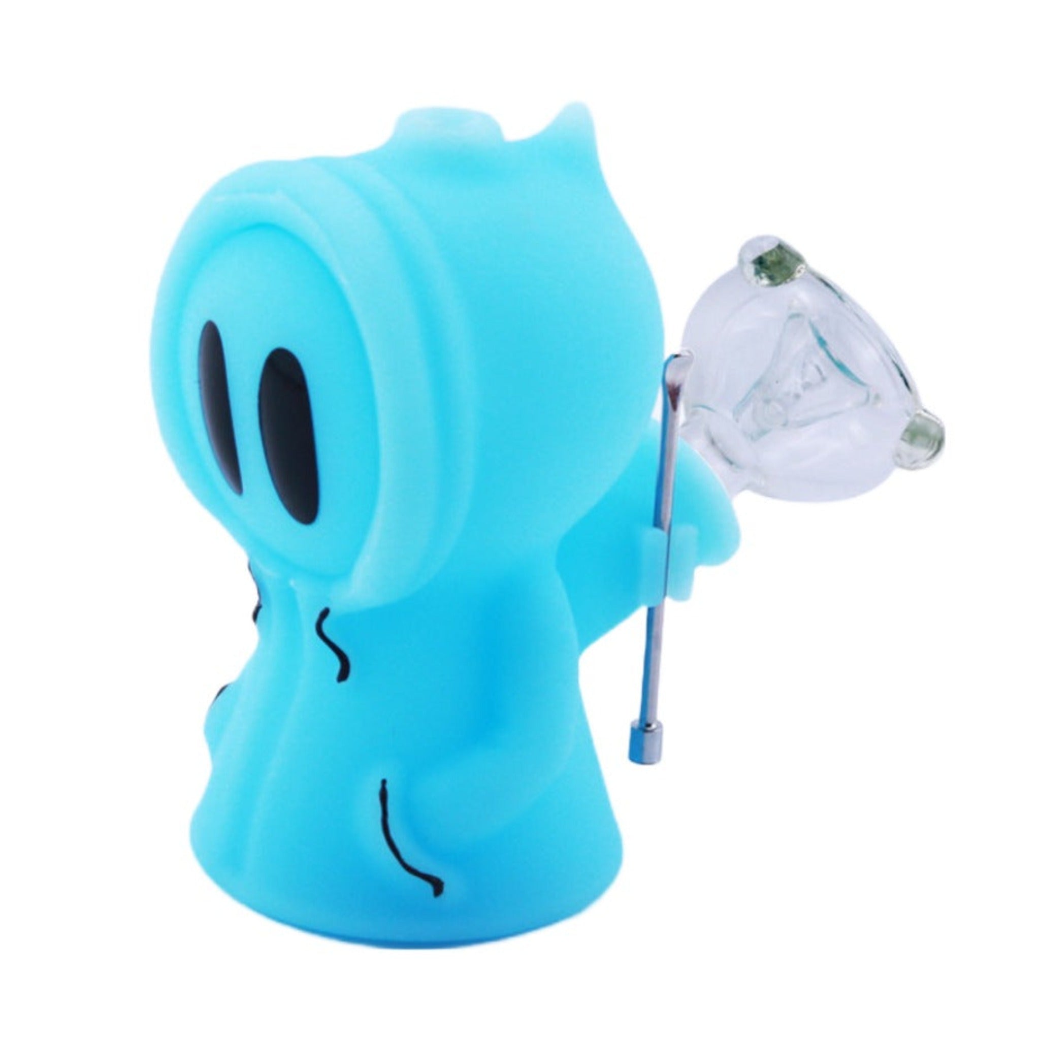 Glowing Ghost Guy Pipe Bubbler - 5in - Image 2