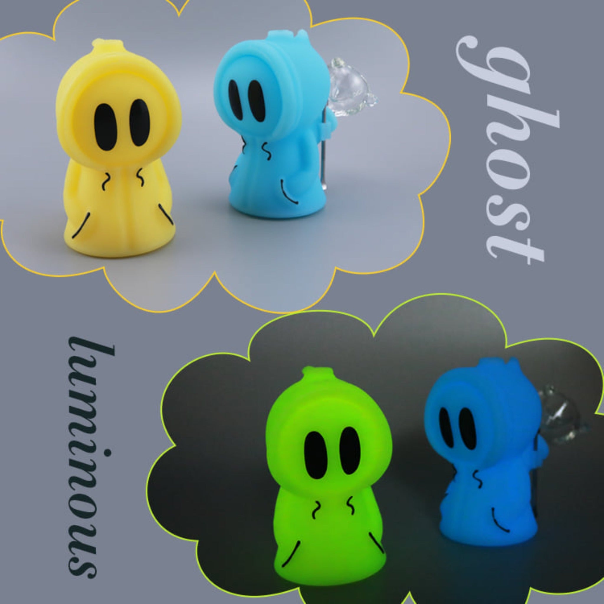 Glowing Ghost Guy Pipe Bubbler - 5in - Image 8