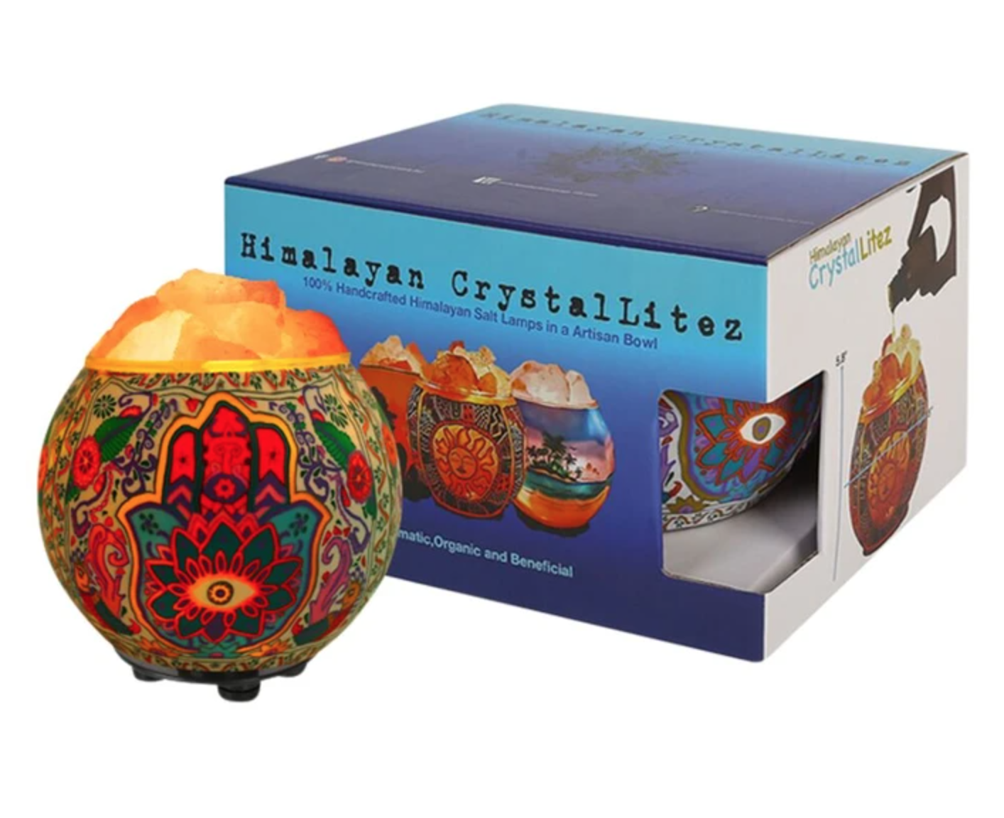 Himalayan CrystalLitez Hamsa Salt Lamp Diffuser - 5in - Image 3