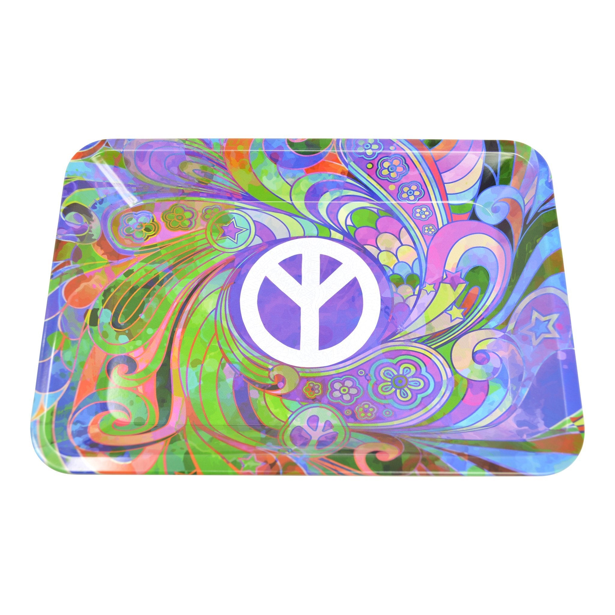 Mini Metal Rolling Tray Peace - 5in