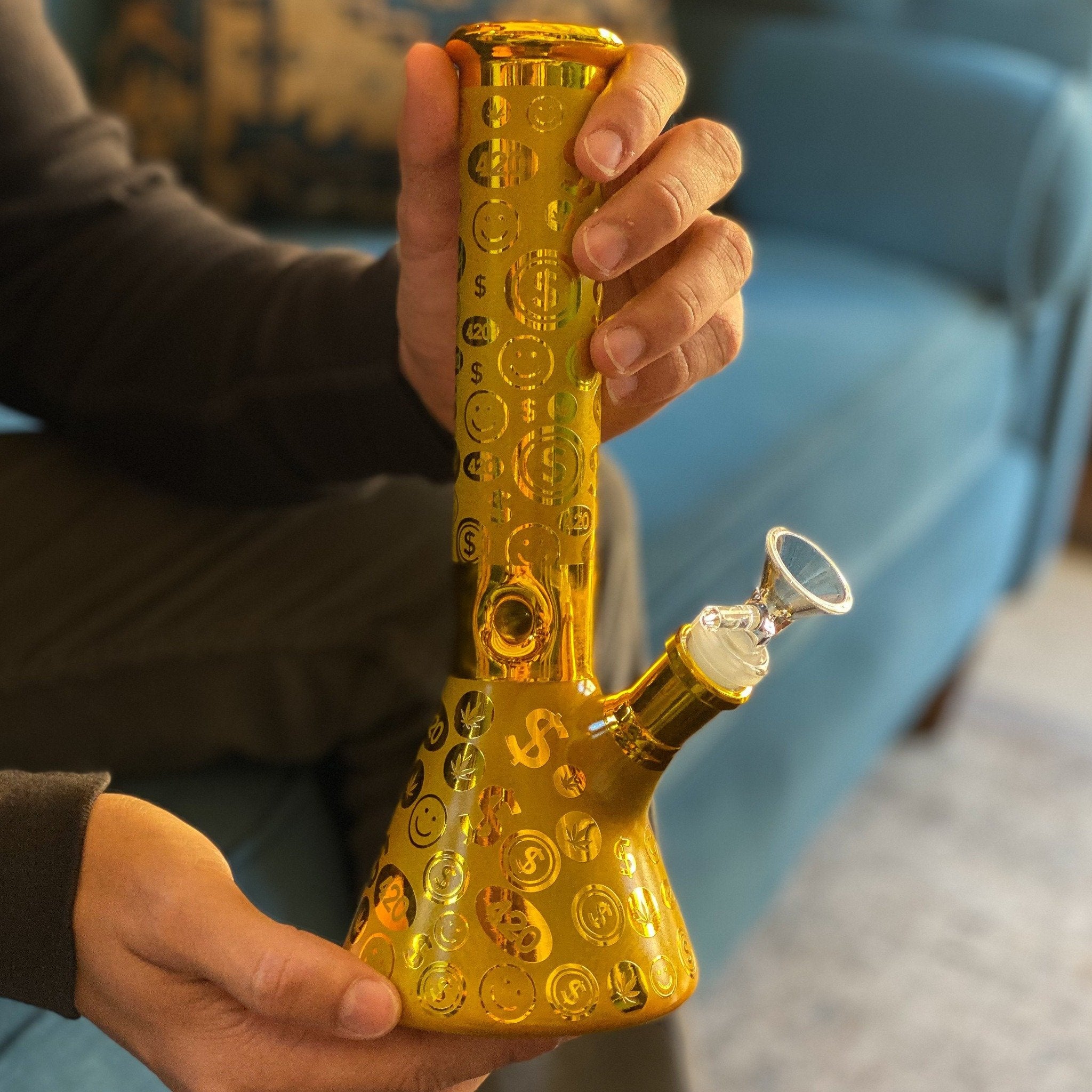 Money Bags Beaker Bong - 10in - Image 3