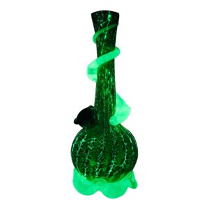 Noble Glass Glow in the Dark Ribbon Bong - 12in