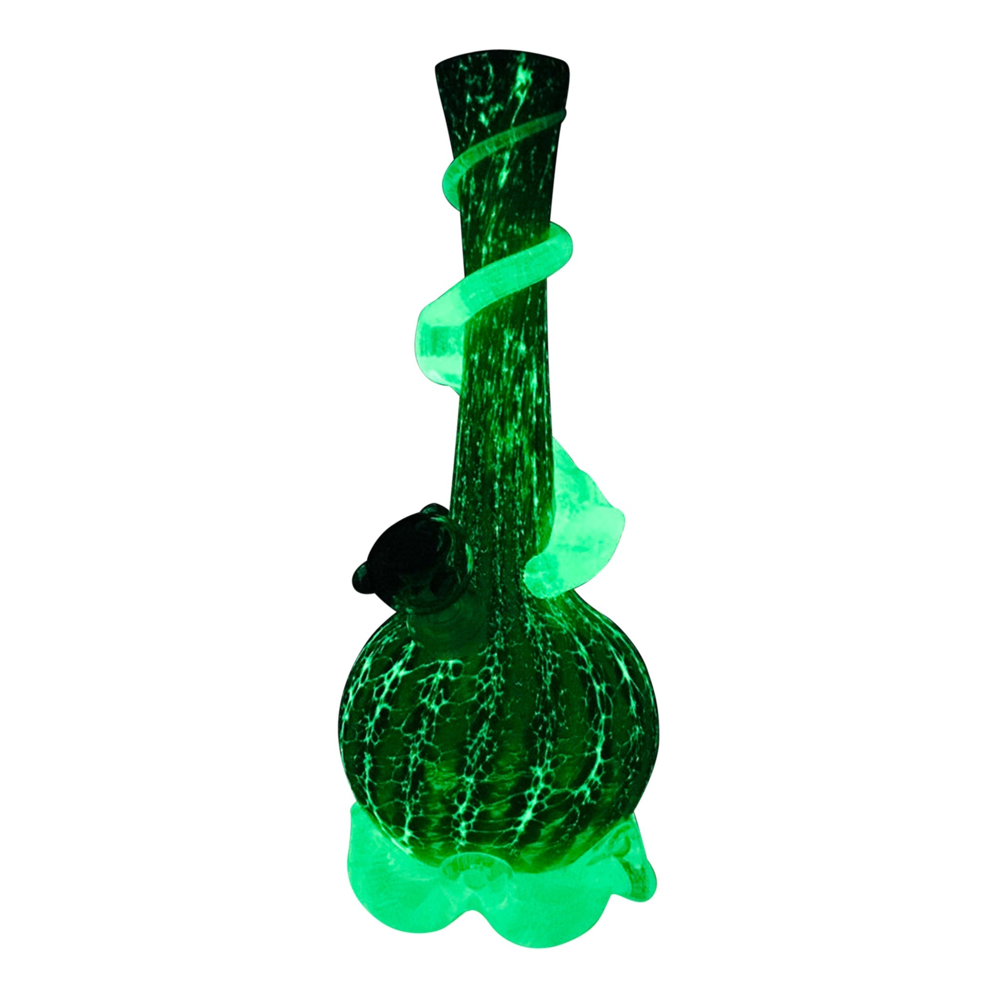 Noble Glass Glow in the Dark Ribbon Bong - 12in