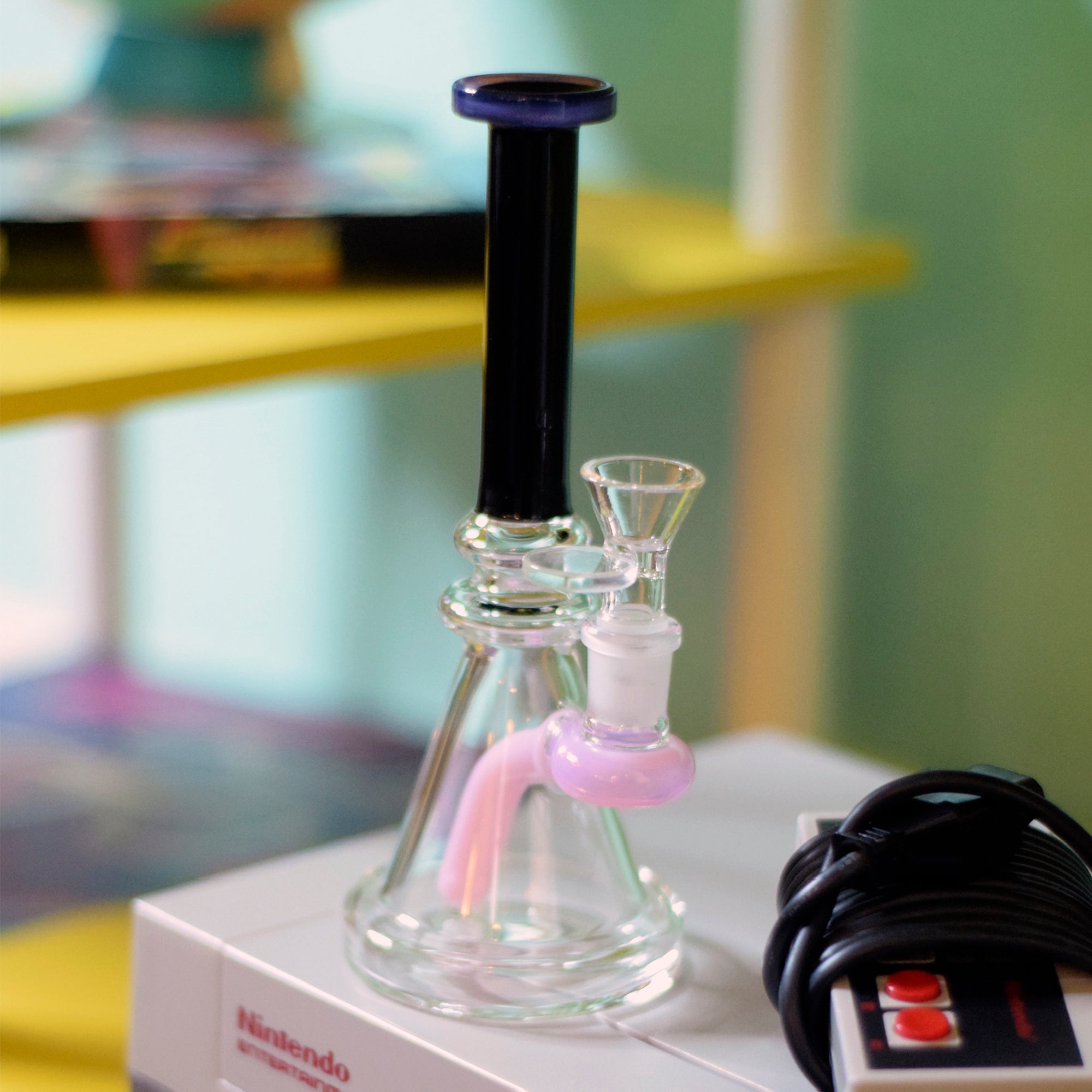 Pink Collared Inline Perc Beaker - 8in - Image 4
