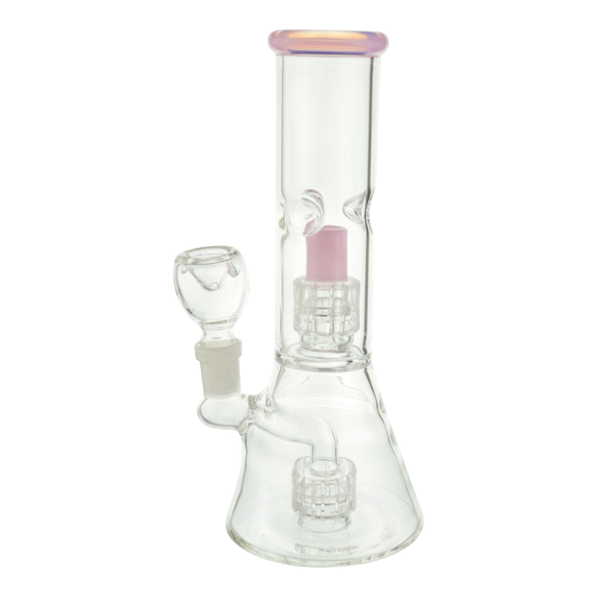 Pink Color Tip Double Matrix Beaker Bong - 8in - Image 3