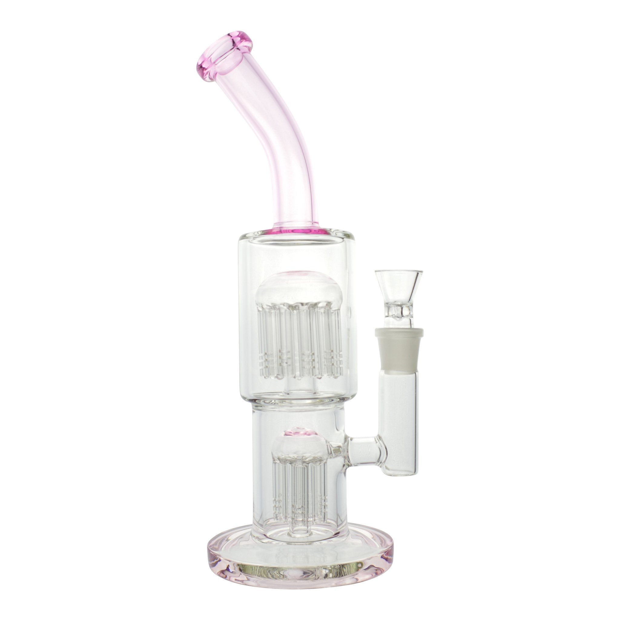 Pink Colored Double Barrel Bong - 12in - Image 2