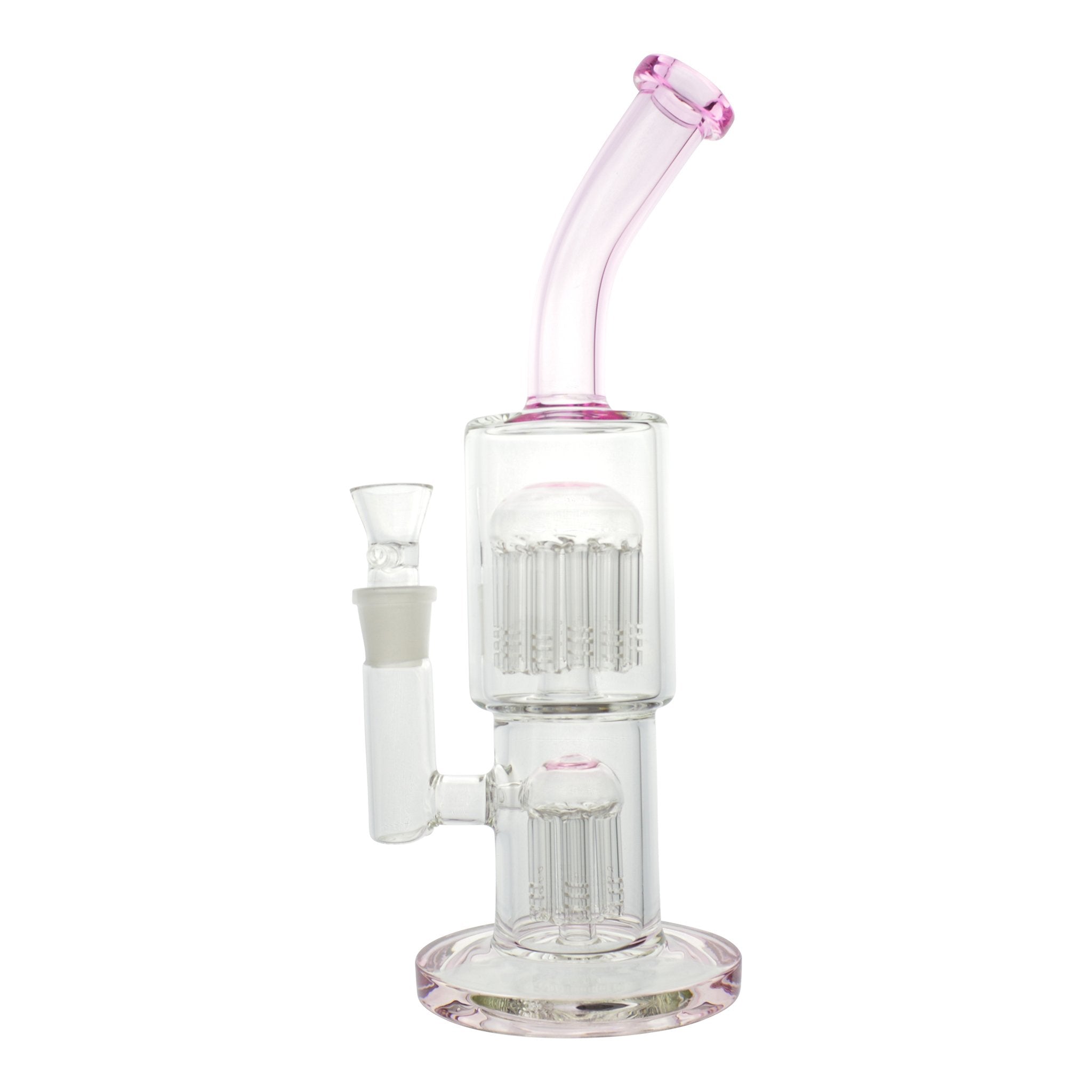 Pink Colored Double Barrel Bong - 12in - Image 3