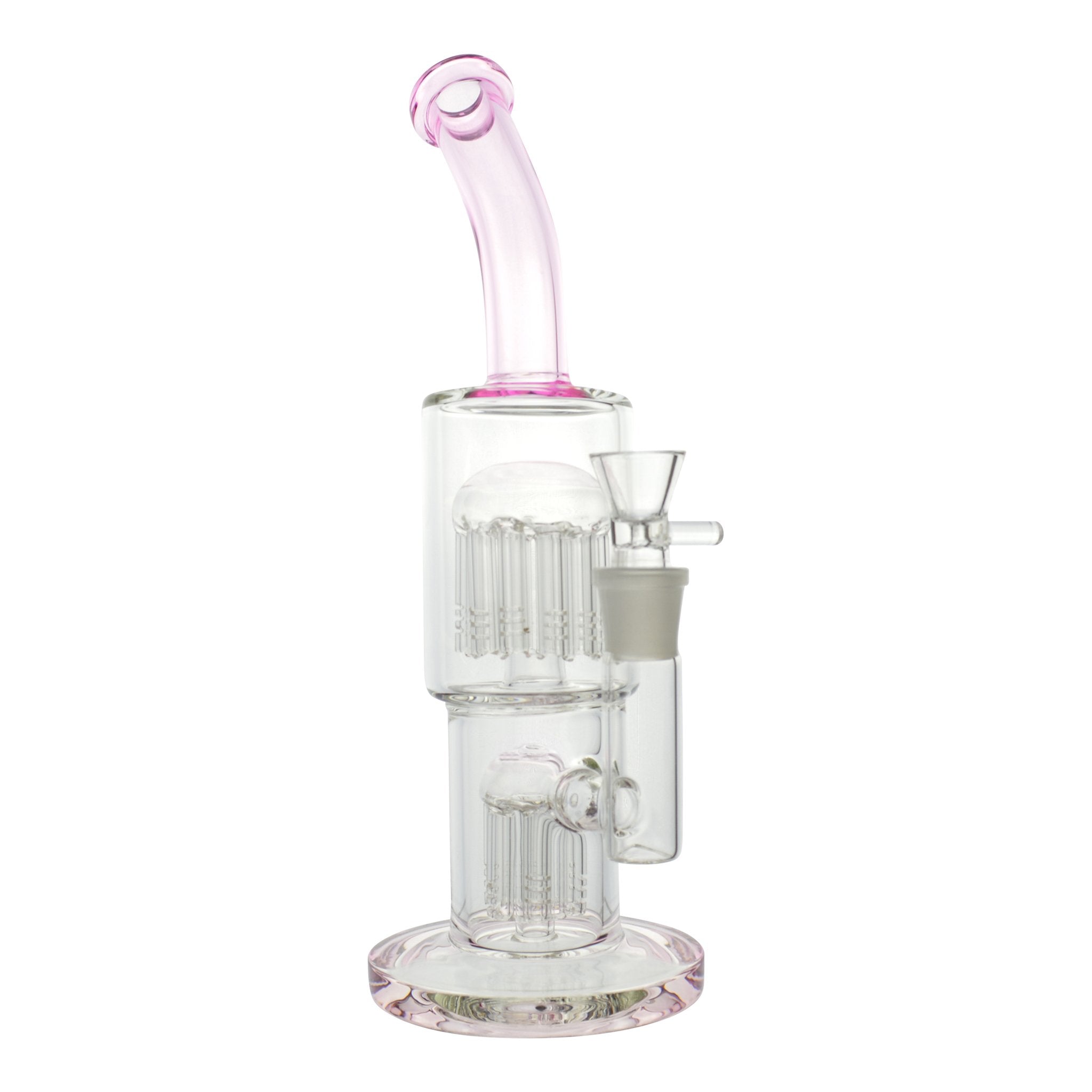 Pink Colored Double Barrel Bong - 12in - Image 4