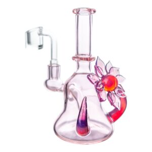 Pink Flower Chariot Bong by Della Luna Glass - 6 inches