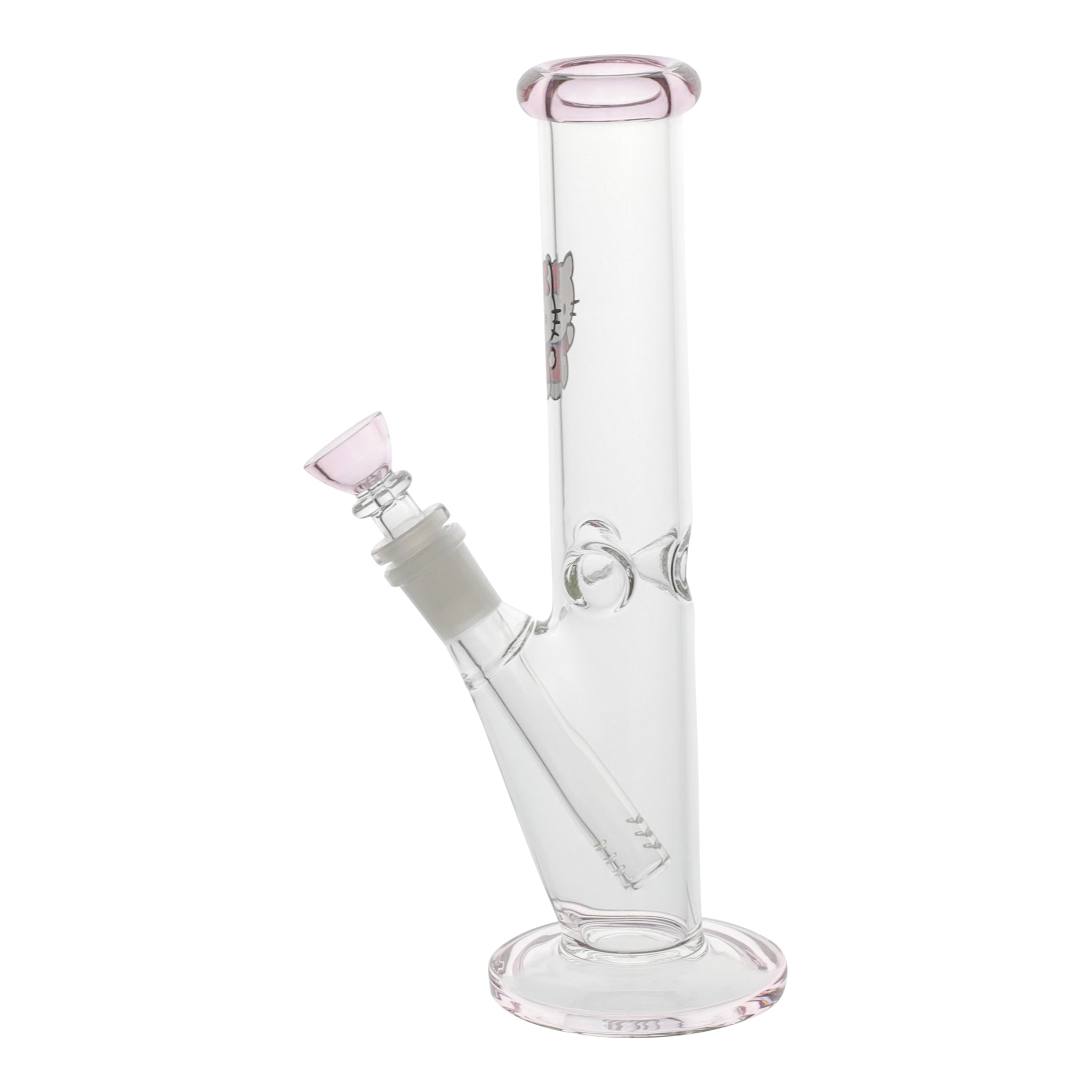 Pink Kitty Straight Tube Bong - 10in - Image 2