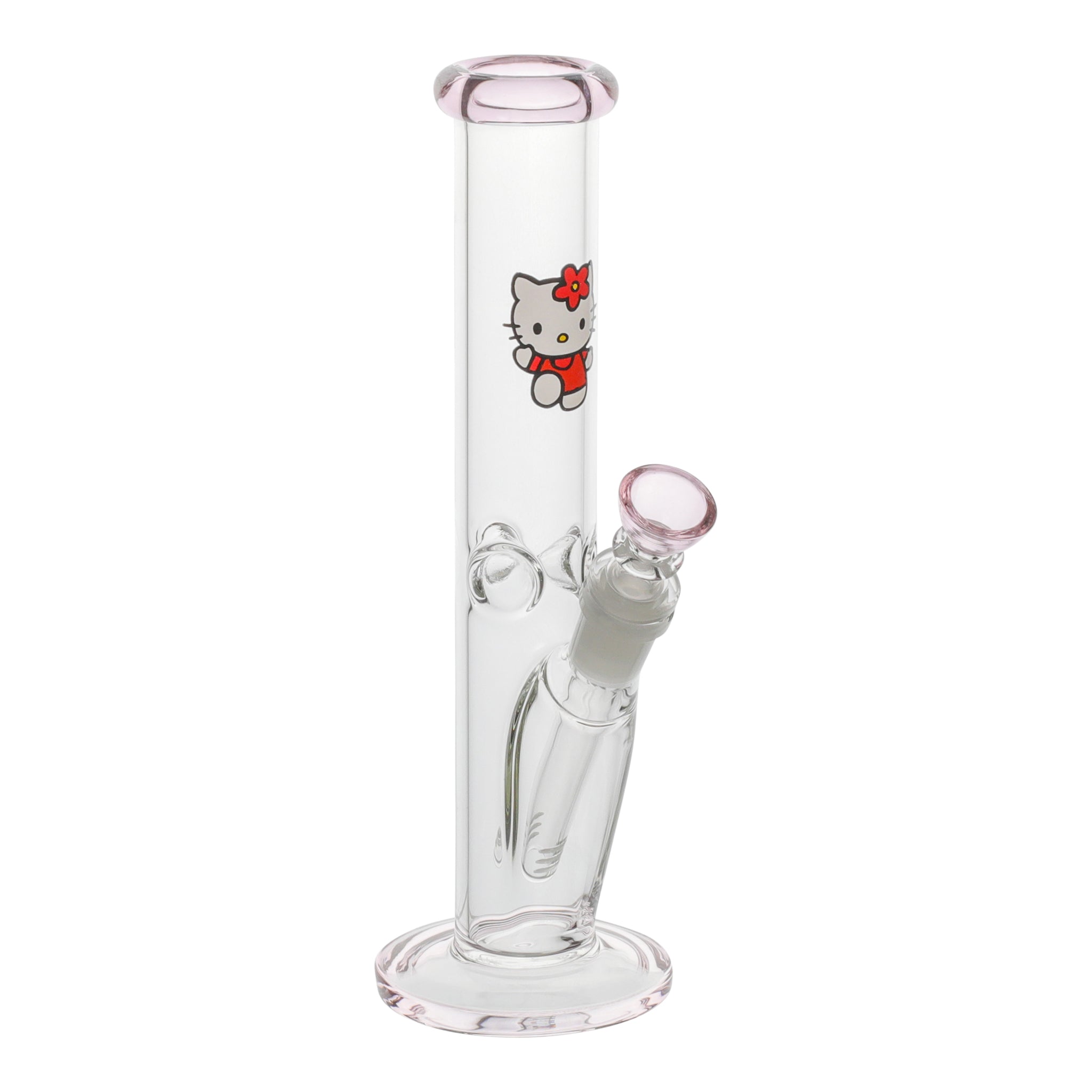 Pink Kitty Straight Tube Bong - 10in