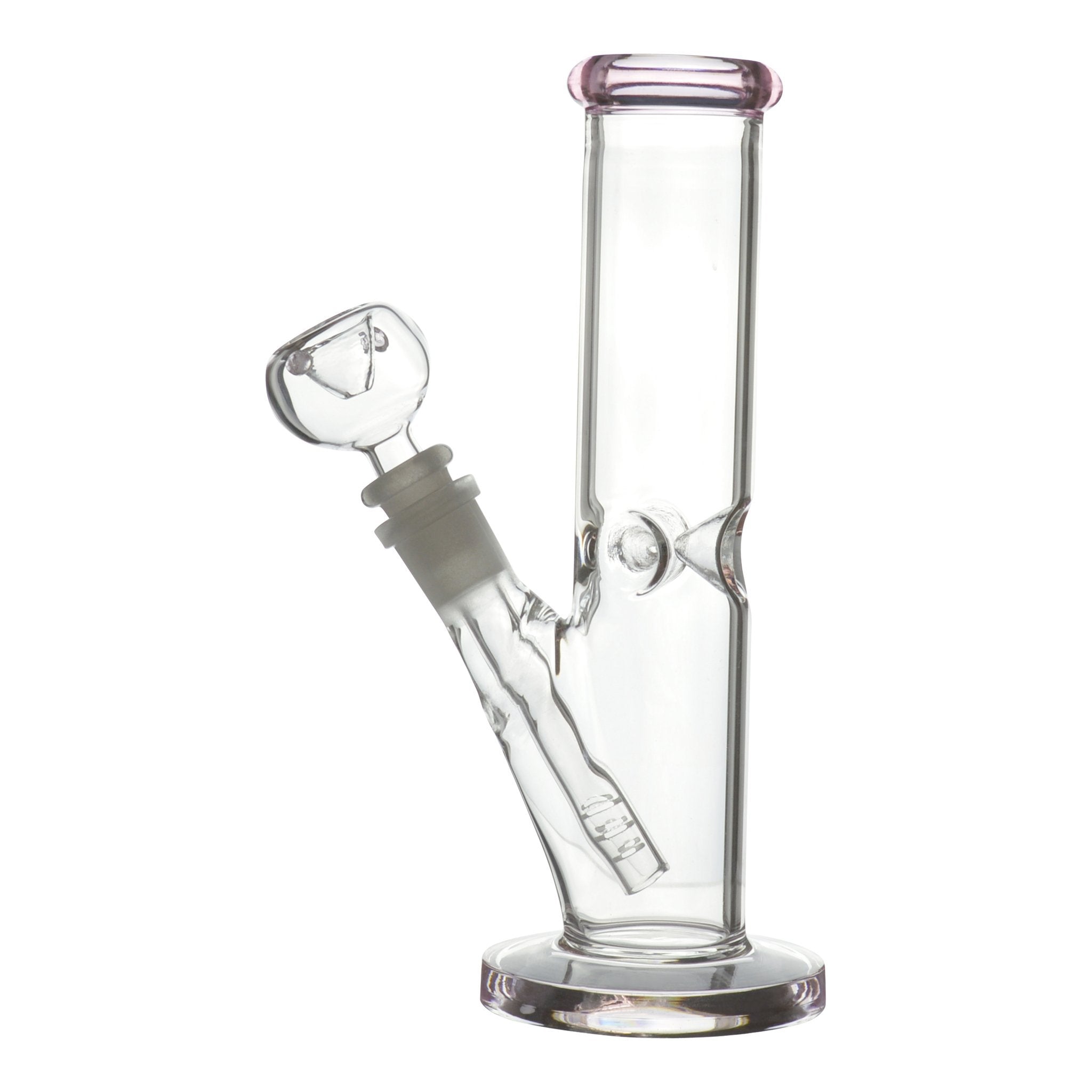 Pink Straight Up Glass Bong - 8in - Image 2