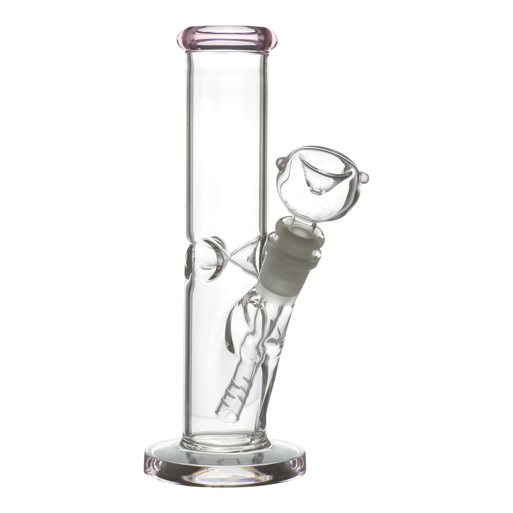 Pink Straight Up Glass Bong - 8in - Image 3