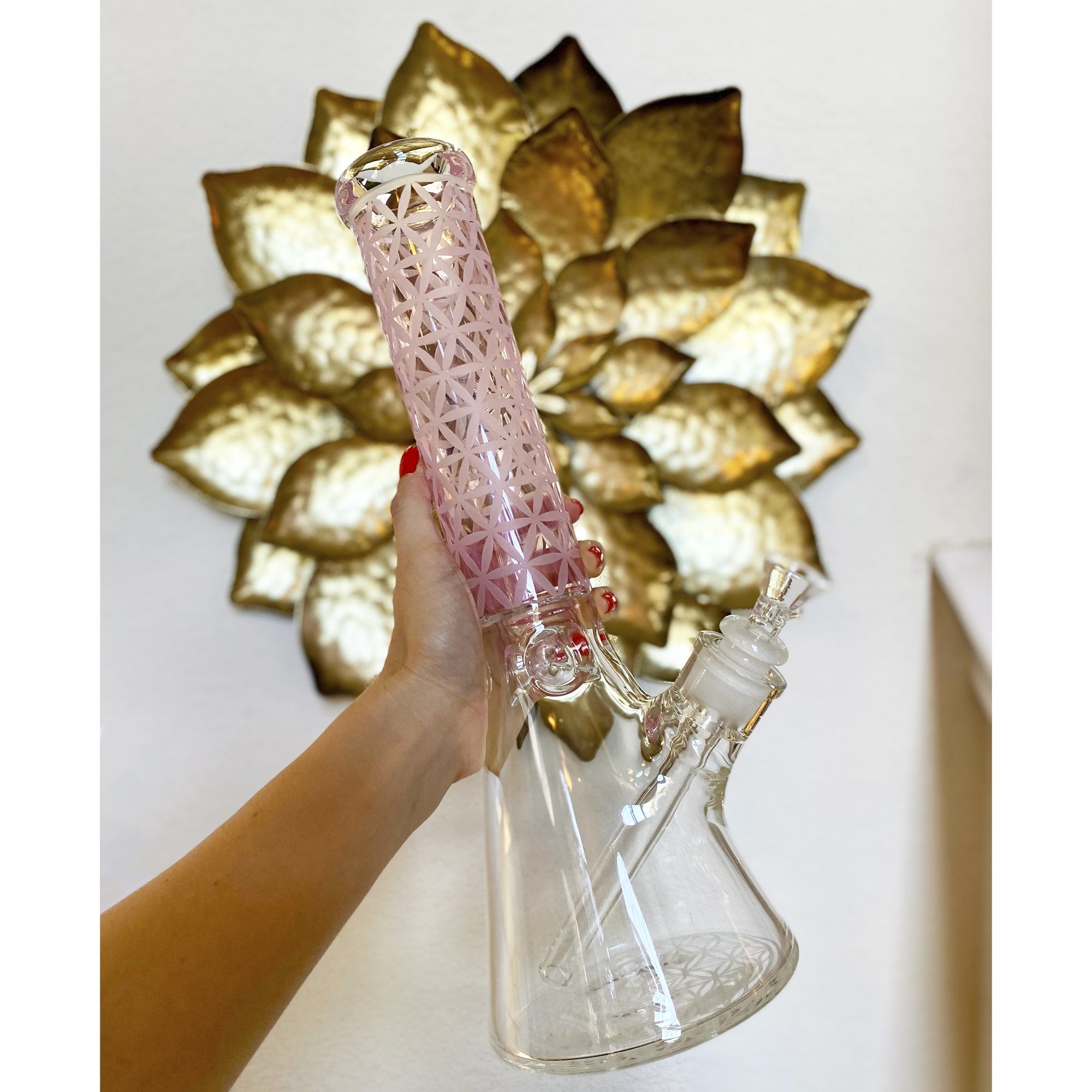 Pink Tangent Triangle Bong - 14in - Image 4