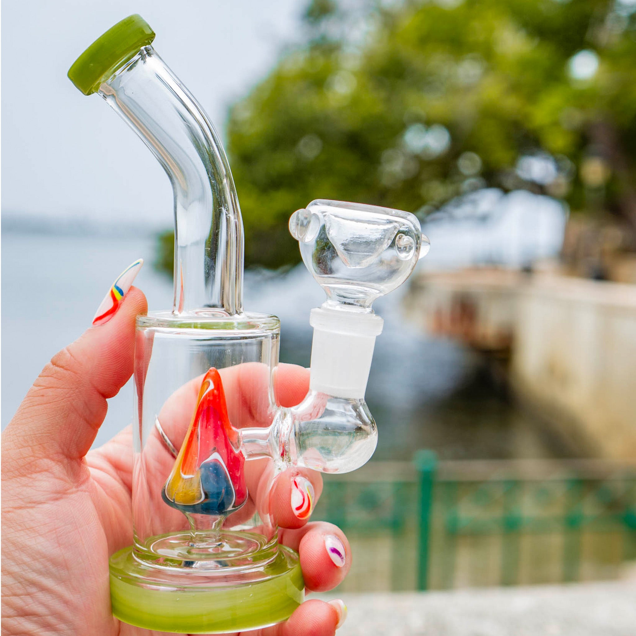 Psychedelic Stalagmite Bong - mini percolator bong - 6 inches - Image 4