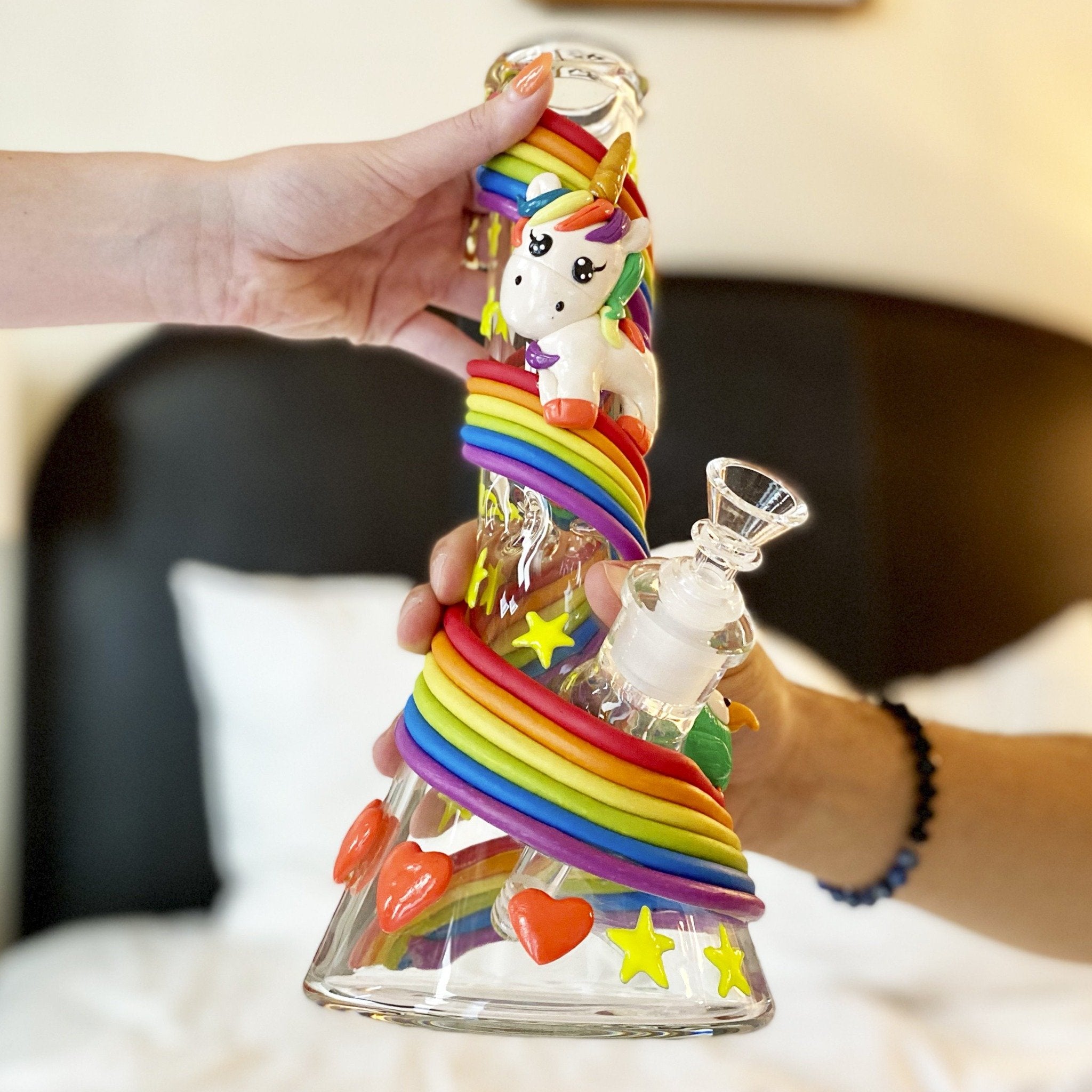 Rainbow Unicorn Bong - 13 in - Image 3