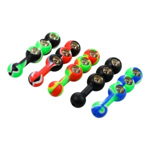 Silicone Three Bowl Hand Pipe - 6in