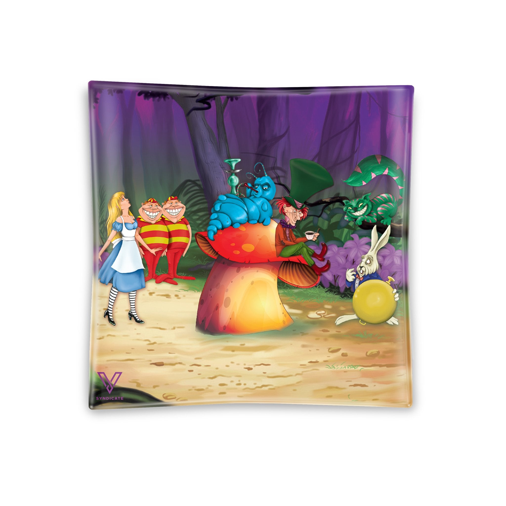 V Syndicate Alice Mushroom Square Glass Ashtray - 4.5in