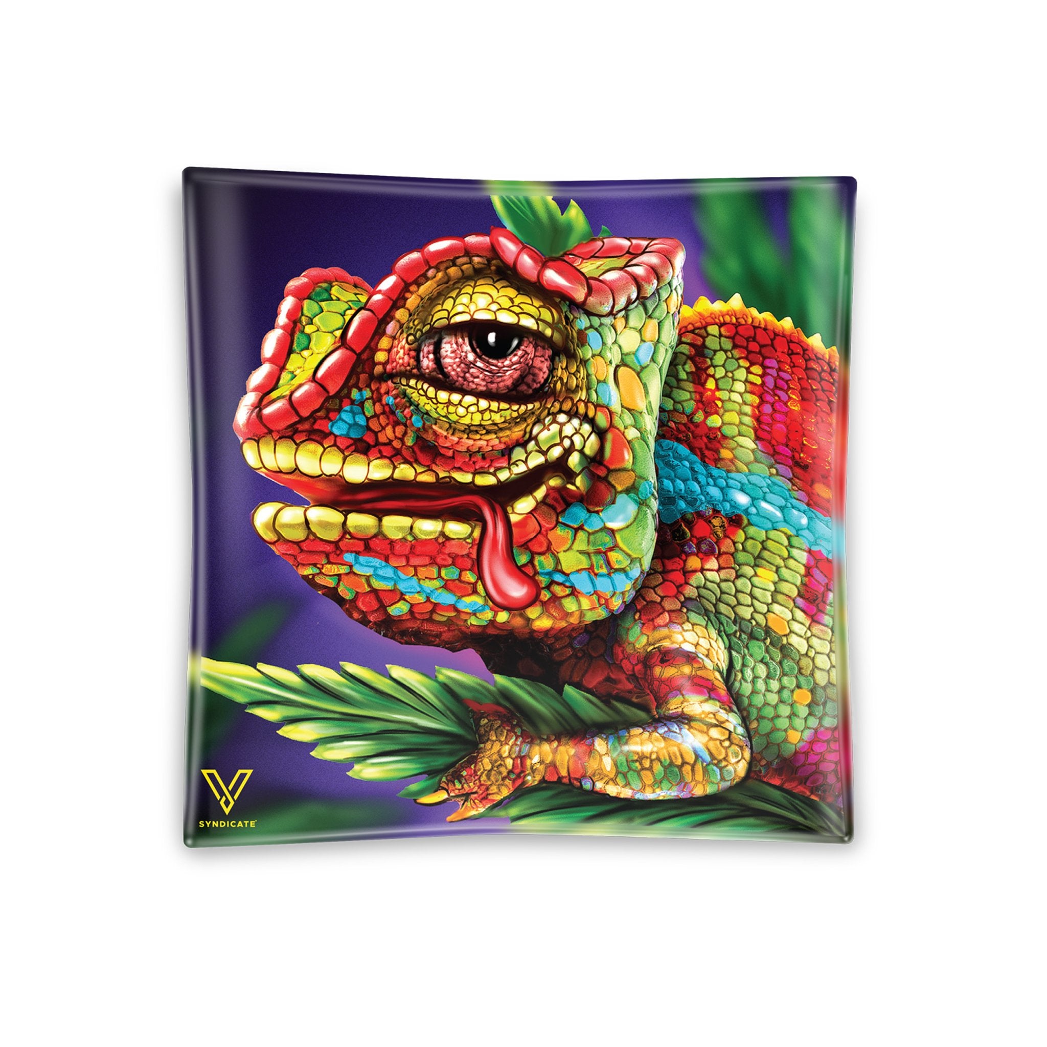 V Syndicate Cloud 9 Chameleon Square Glass Ashtray - 4.5in