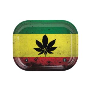 V Syndicate Rasta Leaf Metal Rolling Tray - 7in