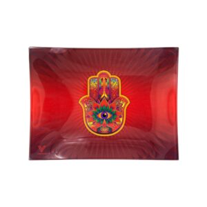V Syndicate Hamsa Shatter Resistant Glass Rolling Tray - 6.5in