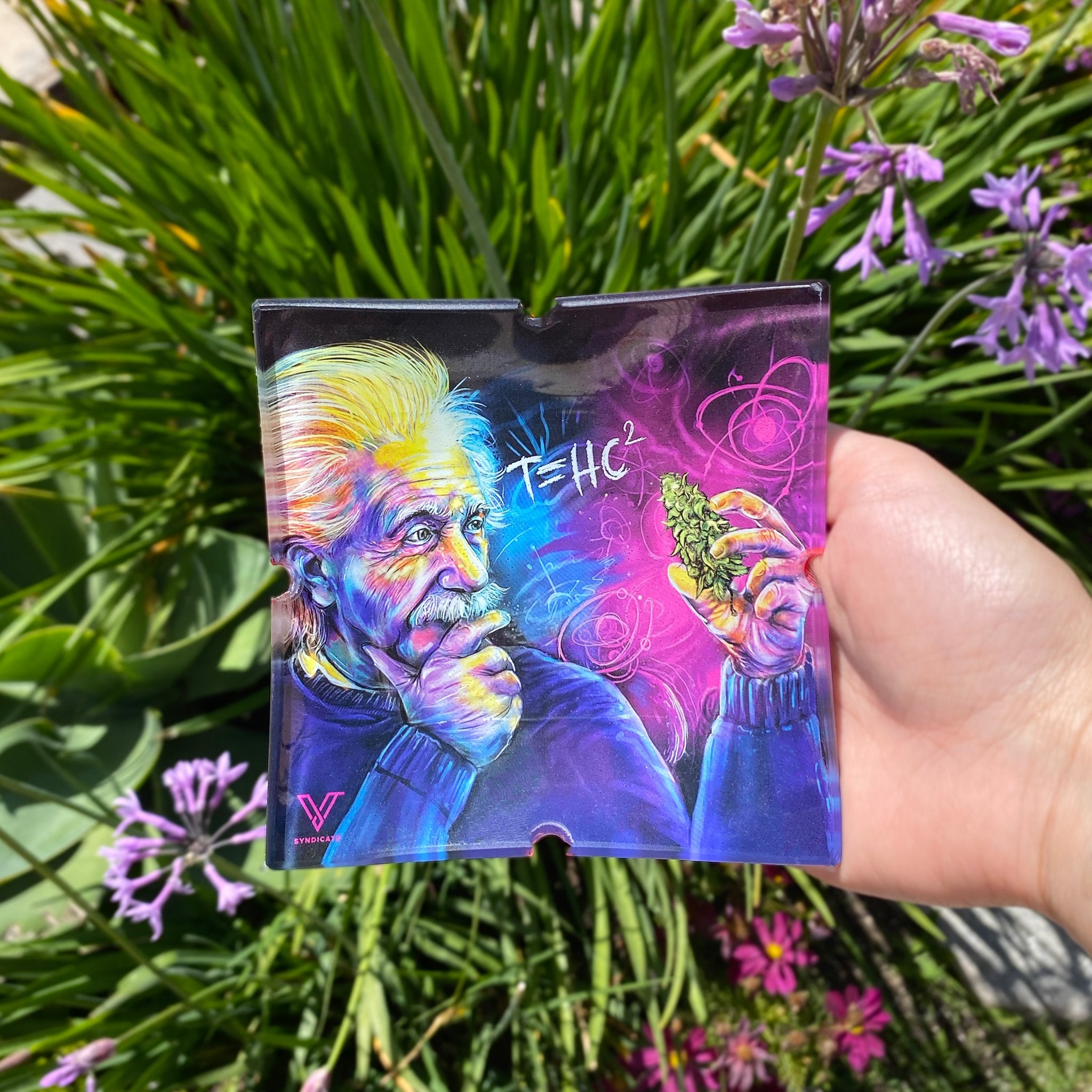 V Syndicate T=HC2 Einstein Shatter Resistant Square Glass Ashtray - 4.5in - Image 2