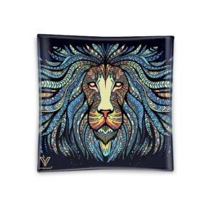 V Syndicate Tribal Lion Square Glass Ashtray - 4.5in