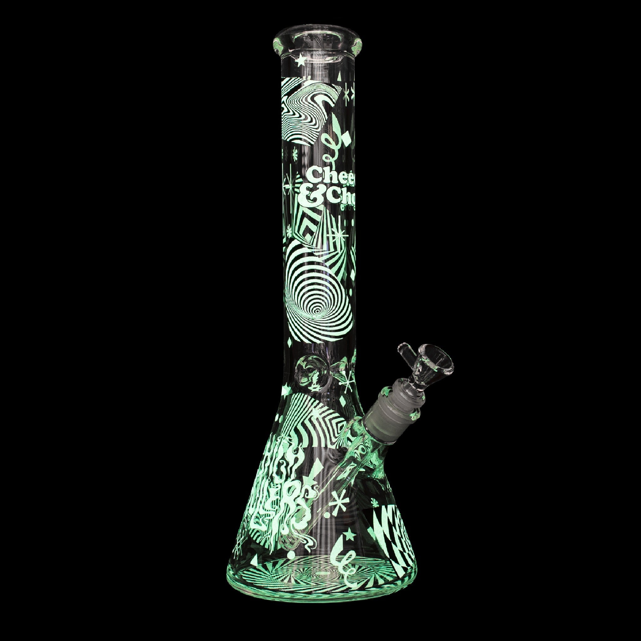 Cheech & Chong Optical Illusion GITD Bong - 15in - Image 4