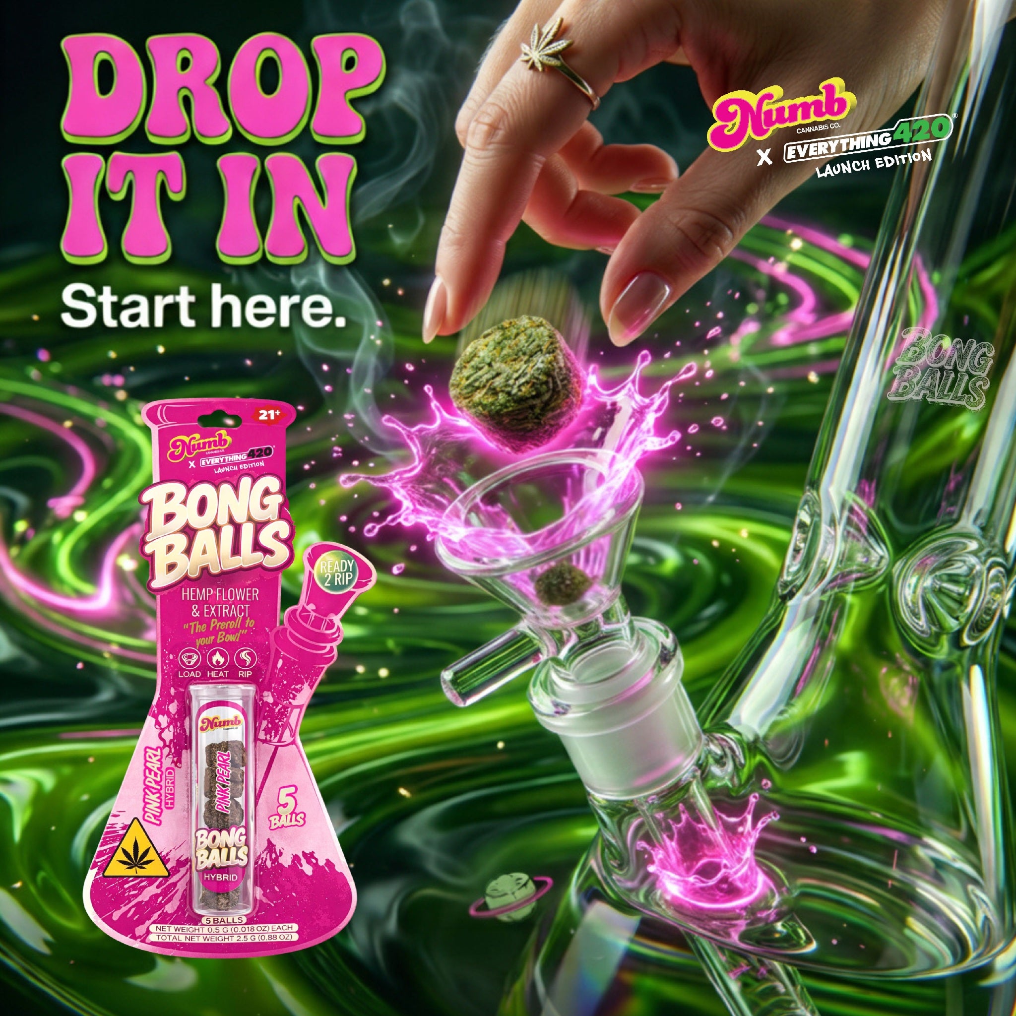 Numb x Everything 420 THC Bong Balls - Pink Pearl (H) - Image 2