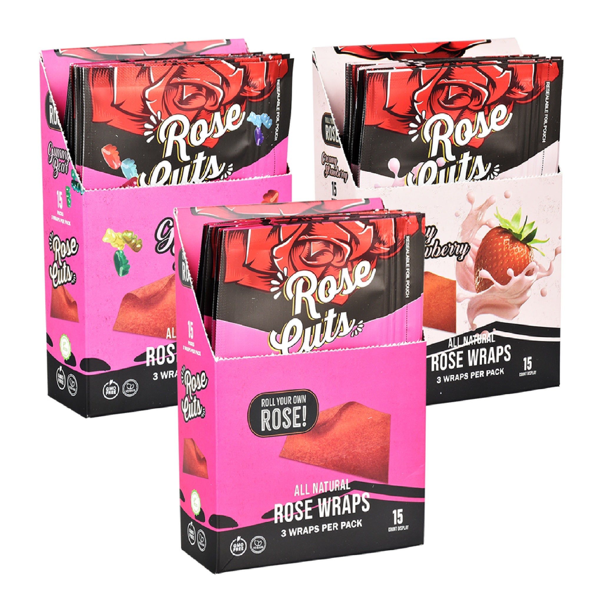 Rose Cuts Pink Rose Wraps - 3ct