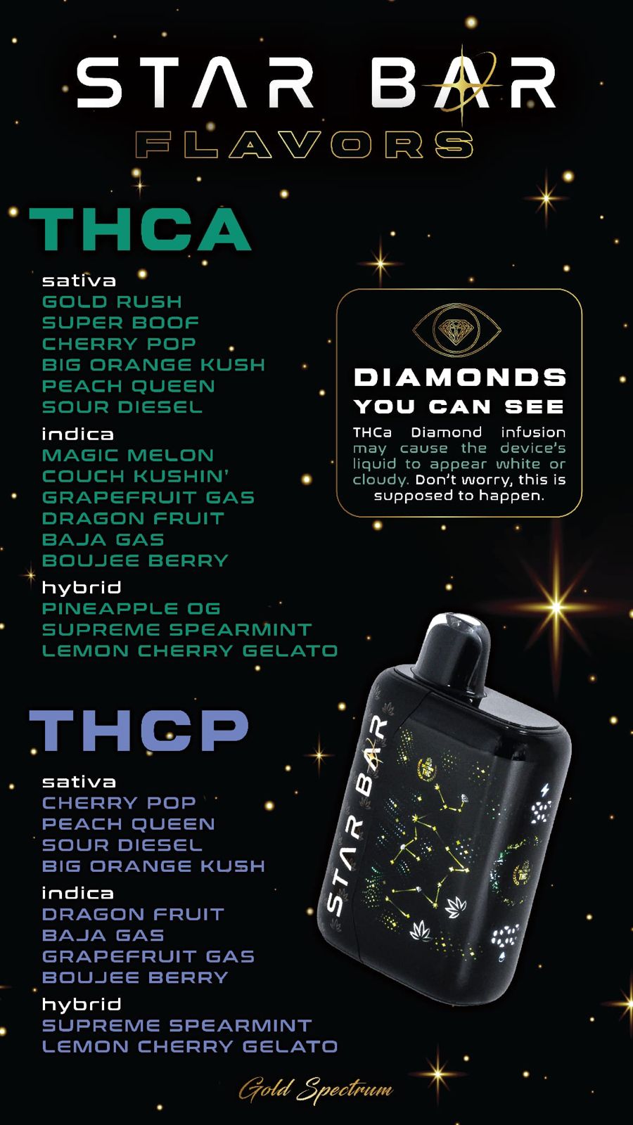 Gold Spectrum Star Bar THC-A Device - 5000mg - Image 4